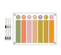 Pizarra magnética de acrílico reutilizable para mensajes semanal con transparente para una fácil planificación y coordinación familiar en el refrigerador (E)