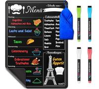 Pizarra magnética de borrado en seco A3 para nevera - 40 x 30 cm - Pizarra magnética negra para planificar comidas semanales en la cocina con 4 marcadores y 1 paño de limpieza - por Yes4Quality