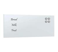 Pizarra magnética de montaje en pared, color blanco, 50 x 20 cm, cristal templado, para oficina y oficina en casa, duradera y resistente a los arañazos, ideal para notas y organización
