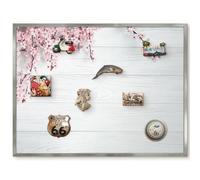 Pizarra Magnética de Pared Ultraplana 80x60 Eleganza in fiore Marco Plateado