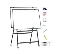 Pizarra Magnetica Doble Cara, Pizarra Blanca con Soporte Plegable, Whiteboard Altura Ajustable, Pizarra Rotulador Borrable(Black,70x100cm/28x39in)