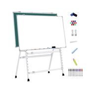 Pizarra Magnetica Doble Cara, Pizarra Blanca con Soporte Plegable, Whiteboard Altura Ajustable, Pizarra Rotulador Borrable(Green,70x100cm/28x39in)