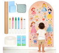 Pizarra magnética infantil, 120 x 60 cm, pared magnética arqueada, 12 rotuladores de tiza, 1 paño de limpieza, 6 soportes de tiza, 1 caja de almacenamiento, pizarra magnética para niños y niñas