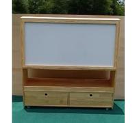 Pizarra Magnética Móvil De Madera Maciza, Gabinete Almacenamiento Blanca, Caballete Arte For Niños Doble Cara, Organizador For Sala Juegos(D)