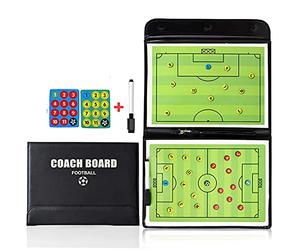 Pizarra magnética para entrenador de fútbol: arenero visual de tácticas con 24 imanes para jugadores y marcador. Pizarra profesional plegable y portátil para entrenamientos en vivo, análisis