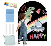 Pizarra magnética para niños, pared magnética para niños, autoadhesiva, 100 x 80 cm, forma de arco, lámina magnética Montessori, autoadhesiva, fuerte, negro