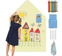 Pizarra magnética para niños, pared magnética para niños, autoadhesiva, 100 x 80 cm, forma de casa, Montessori, lámina magnética autoadhesiva fuerte (amarillo claro, 100 x 80 cm)