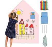 Pizarra magnética para niños, pared magnética para niños, autoadhesiva, 100 x 80 cm, forma de casa, Montessori, lámina magnética autoadhesiva fuerte (rosa claro, 100 x 80 cm)