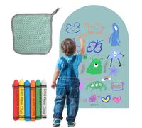 Pizarra magnética para niños, tablero de dibujo magnético autoadhesivo para niños, tablero magnético curvo con rotuladores de tiza, paño de limpieza, caja de almacenamiento, pizarra magnética para