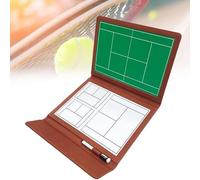 Pizarra para entrenador de tenis, pizarra táctica premium de doble cara con marcadores de borrado en seco para cancha completa y media, con 2 rotuladores de pizarra blanca.,Brown