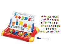 Pizarra para niños Pizarra magnética dibujo 2 en 1 para rotuladores con rotulador letras números magnéticos 26 letras 20 números 6 símbolos pizarra borrable pizarras con borrador juego escolar (a)