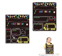 Pizarra reutilizable para el primer día de escuela con diseño personalizado - 2 piezas 13"x16" estilo pizarra negra para fotos - Accesorios para primer y último día de escuela
