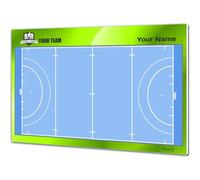 Pizarra táctica Hockey Hierba para entrenador personalizada con nombre y escudo del club. Tablero de borrado en seco 35 x 24cm