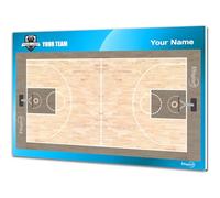 Pizarra táctica NBA Baloncesto para entrenador personalizada con nombre y escudo del club. Tablero de borrado en seco 35 x 24cm