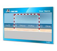 Pizarra táctica Portero Balonmano para entrenador personalizada con nombre y escudo del club. Tablero de borrado en seco 30,5 x 20,5cm