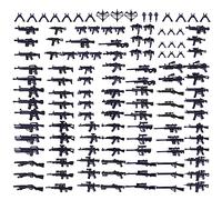 PizazzToy Juego de armas militares, 90 piezas WW2, armas del ejército personalizadas, figuras SWAT Team Armas Bloque de construcción