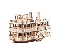 PizazzToy Puzzle de madera 3D barco de vapor mecánico, 461 piezas, rompecabezas de madera para adultos, montaje mecánico, kit de modelismo, manualidades, regalos y decoración