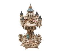 PizazzToy Rompecabezas de madera 3D castillo en el cielo caja de música, 534 piezas rompecabezas de madera para adultos castillo mecánico maqueta DIY modelo, regalos y decoración