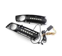 Pizgear 1 par de luz antiniebla del parachoques delantero del coche cubierta de rejilla que fluye LED DRL luz de circulación diurna lámpara de señal de giro parrilla de malla for A4 B6 2001-2005 Rejil