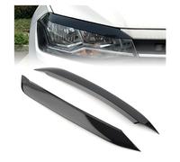 Pizgear 2 uds, lámpara de faro de coche, párpado de ceja, cubierta de tapa embellecedora de moldura ABS, for VW, for POLO, 2019 2020, negro brillante Adhesivo para tintado de faros