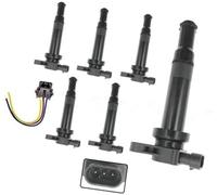 Pizgear Bobina de encendido 6 piezas 27301-3E100 Enchufe bobina, for Kia, Optima 2006 V6 2.7L UF-554 273013E100 27301 3E100 Paquete de reemplazo de bobina de encendido de aut(BLACK Coil and Plug)