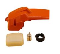 Pizgear Cubierta del cilindro superior, filtro de aire, combustible, manguera, for motosierra gasolina Husqvarna 340 345 350, piezas 503910501/537024002 Filtro de aire para motor de cortacésped
