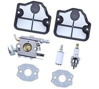 Pizgear Kit de carburador con junta, filtro aire y combustible, bujías for motosierra Husqvarna 36, 41, 136, 136LE, 137, 137E, 141, 141LE, 142, 142E Pieza de bujía para cortasetos