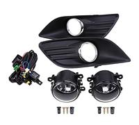 Pizgear Luces antiniebla Delanteras + Kit de Cubierta de Parrilla de lámpara H11 12V 55W, for Ford, Focus, MK2 Rejilla de luz antiniebla Delantera(Black Without Wire)