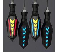 Pizgear Luz de señal giro 2 en 1 doble cara for motocicleta, luz, relé incorporado, intermitente, Universal, M10, resistente al agua Luz de señal de giro de motocicleta(2 red 2 blue)