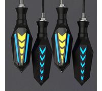 Pizgear Luz de señal giro 2 en 1 doble cara for motocicleta, luz, relé incorporado, intermitente, Universal, M10, resistente al agua Luz de señal de giro de motocicleta(4 blue)