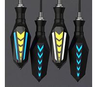 Pizgear Luz de señal giro 2 en 1 doble cara for motocicleta, luz, relé incorporado, intermitente, Universal, M10, resistente al agua Luz de señal de giro de motocicleta(2 white 2 blue)