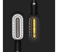 Pizgear LUZ Luz de señal giro Señales parada motocicleta DRL Intermitente agua corriente 2 en 1 Lámpara trasera intermitente freno universal M10 Luz de señal de giro de motocicleta(NEW 2PCS White)
