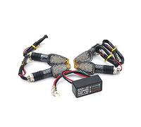 Pizgear Set Universal 10Led Luz de motocicleta señal giro indicadora intermitente ámbar Relé Negro Carbono Luz de señal de giro de motocicleta(Carbon)