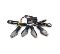 Pizgear Set Universal 10Led Luz de motocicleta señal giro indicadora intermitente ámbar Relé Negro Carbono Luz de señal de giro de motocicleta(Schwarz)