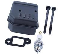 Pizgear Silenciador de Escape con bujía L7T y Junta, Kit de 2 Pernos for Motosierra STIHL 017, 018, MS170 y MS180. Repuestos. Bujía para cortacésped