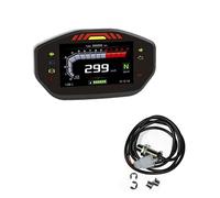 Pizgear Velocímetro digital LCD for motocicleta, cuentakilómetros, 0-299 km/h, 14 000 RPM, 6 marchas, reloj 24 horas, 2 cilindros Velocímetro para motocicleta(Gauge and Sensor)
