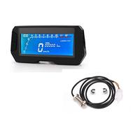 Pizgear Velocímetro universal for motocicleta, cuentakilómetros de 199 km/h, 12000 rpm, odómetro de viaje, tiempo de 12 h, motor de 2 4 cilindros, 12 V Velocímetro para motocicleta(Gauge and Sensor)