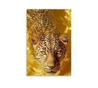 PIZKEEP A Poster of A Leopard Swimming in The Water. Impresión de 24 x 36 pulgadas (60 x 90 cm)