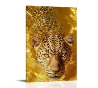 PIZKEEP A Poster of A Leopard Swimming in The Water. Lienzo de 12 x 18 pulgadas (30 x 45 cm)