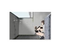 PIZKEEP Divertido póster de dibujos animados de una chica sexy Peeing in The Toilet Canvas 40 x 60 cm