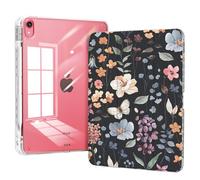 Piznernico Funda para iPad de 11ª generación A16 Chip 2025, iPad 10.9 2025 con Soporte para lápices, Soporte Protector Delgado y Triple Cubierta Trasera Transparente, Flor de Acuarela