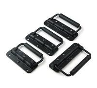 Pizsieat 4 Piezas Asa Plegable 100 mm Asa de Cofre Mango de Resorte Plegable Tirador Resorte Mango Asa de Caja con Resorte para Tirar Caja de Madera Maleta Muebles (Negro)