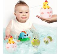 Pizsieat 4 Piezas Juguetes Baño Bebe, Juguetes Bañera para Niños de 1 2 3 4 Año, Baño Bebe de Juguete a Cuerda Juguetes Piscina para Niños Juguete de Agua, Regalo Divertido para el Baño para Niños