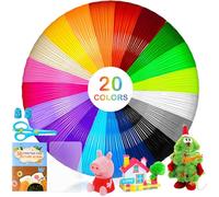 Pizsieat Bolígrafo 3D Filamento PLA 1.75 mm, 20 Colores Filamentos Lapiz 3D, 5M Cada Uno, PLA Fils 3D Pen con 42 Plantillas de Patrones para ODRVM, Tecboss, Lovebay (No Incluye Boli 3d)