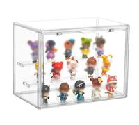 Pizsieat Vitrina Acrilica Vitrina Expositora para Colecciones 27*21*18cm Caja Metacrilato Transparente con Puerta Magnética + 2 Escaleras,para Coleccionables Figuras de Acción
