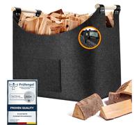 Pizsieat XL 50L Cesta Leña, 45x32x38cm Grande Cesta Para Leña Interior,4mm Espesar Fieltro Gris Cestos Para Leña con Desmontable Asa + Bolsillo Frontal,Leñero Exterior para leña, la compra, periódico