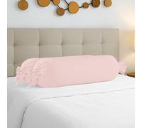 Pizuna Funda Cojin Cilindrico 45 x 130 cm con Estético Cordon Ajustable, 400 Hilos, 100% Algodón Satinado de Lujo, Fundas de Almohada con Dobladillo de 5 cm - (Set de 2, Rosa Claro)