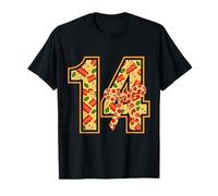 Pizza 14th Birthday 14 Years Old Fast Food Party Bday Girls Camiseta