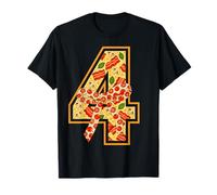 Pizza 4th Birthday 4 Years Old Fast Food Party Bday Girls Camiseta