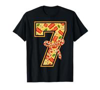 Pizza 7th Birthday 7 Years Old Fast Food Party Bday Girls Camiseta